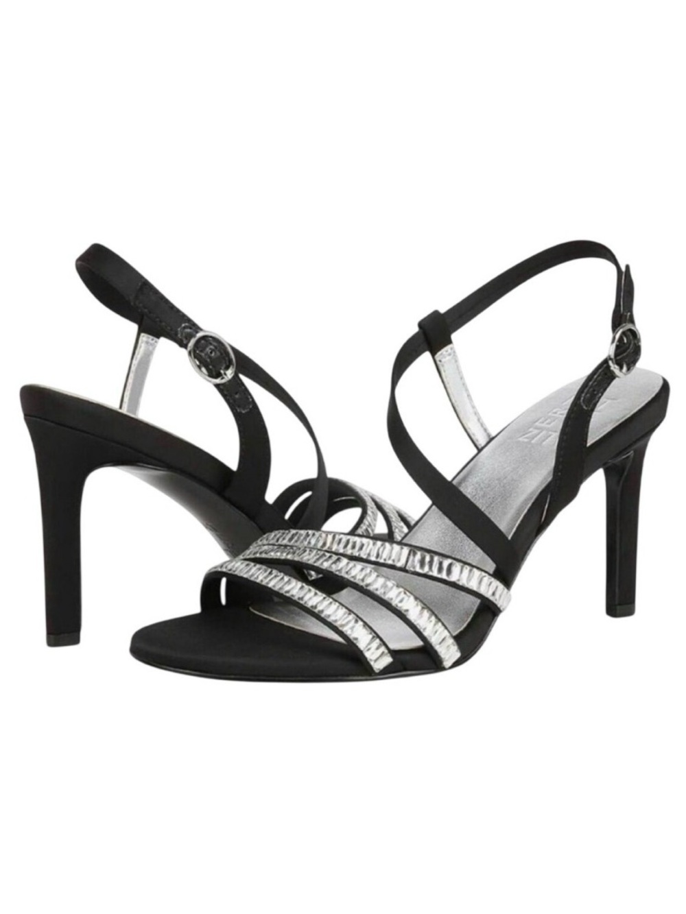 Naturalizer Kimberly 2 Rhinestone Strappy Heels | NWT | Black & Silver - Picture 2 of 9